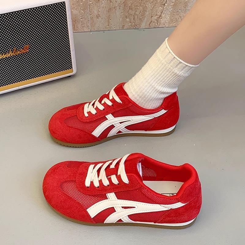 Leather platform German training shoes women's 2025 new popular shoes women's shoes summer net shoes women's breathable mesh Forrest Gump shoes
