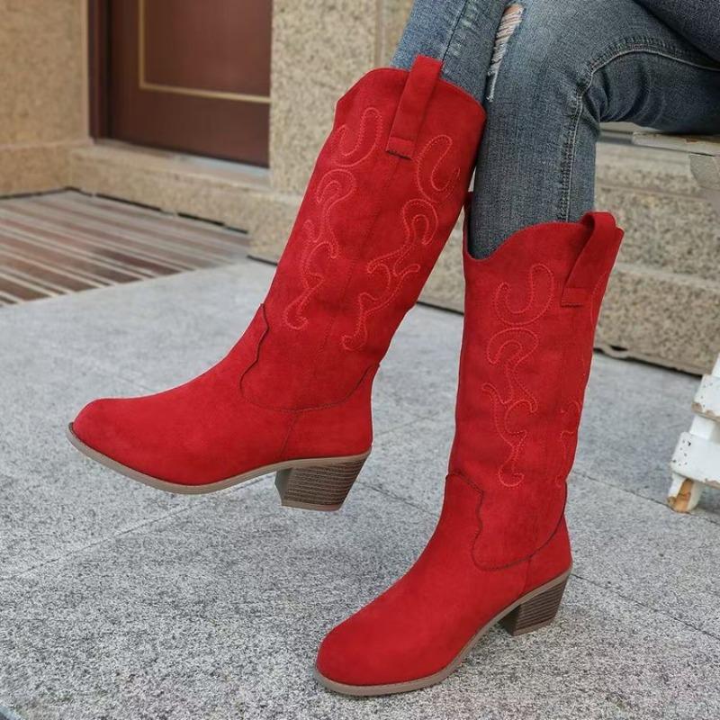 Plus-size Boots with Thick Heels, Retro Style, Anti-slip, Women's Shoes, High Boots