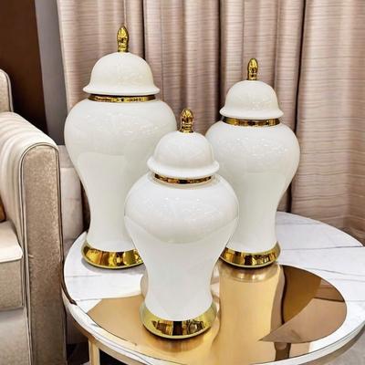 Kreative Vase Keramik allgemeines Gefäß leichter Luxus galvanisierte Vase weißgoldener Rand Aufbewahrungs- und Vorratsgefäß Heimdekoration