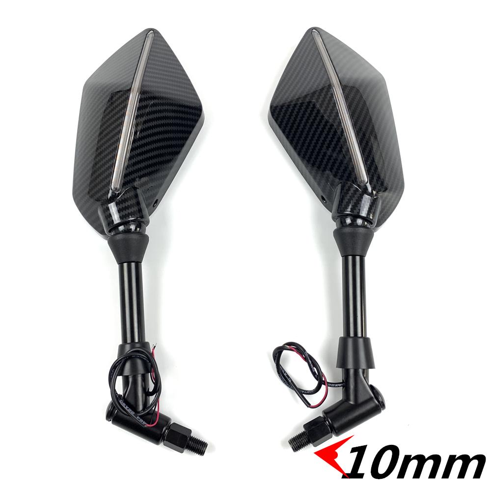 Pro Kawasaki NINJA Z750 Z800 Z900 Z1000 650R ER6N ER6F ER5 zpětné zrcátko 10mm motocyklové zrcátko s LED