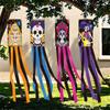 Polyester Skull Windsock Halloween Hanging Decoration with Long Ribbons for Fence Porch, Yard, Garden, or Halloween Party Entry
