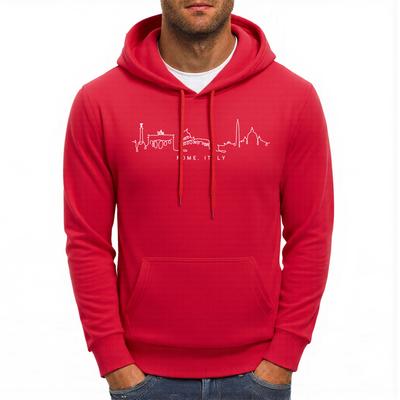Rome Italy Colosseum Line Print Male Hoodie Casual Oversized Streetwear Pocket Fleece Hoody Hip Hop Multicolor Mens Pullover