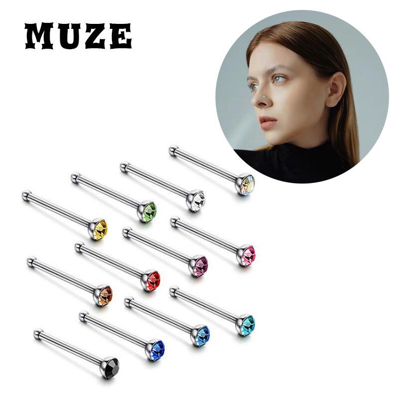 60pcs 1.8mm Stainless Steel Rhinestone Nose Studs & Ear Cartilage Jewelry