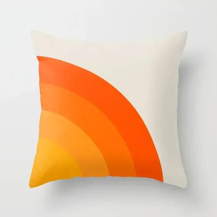 Retro Rainbow Tunnel Pattern Pillowcase Brown Plush Cushion Cover Living Room Bedroom Sofa Chair Home Decor Pillowcase 45X45Cm