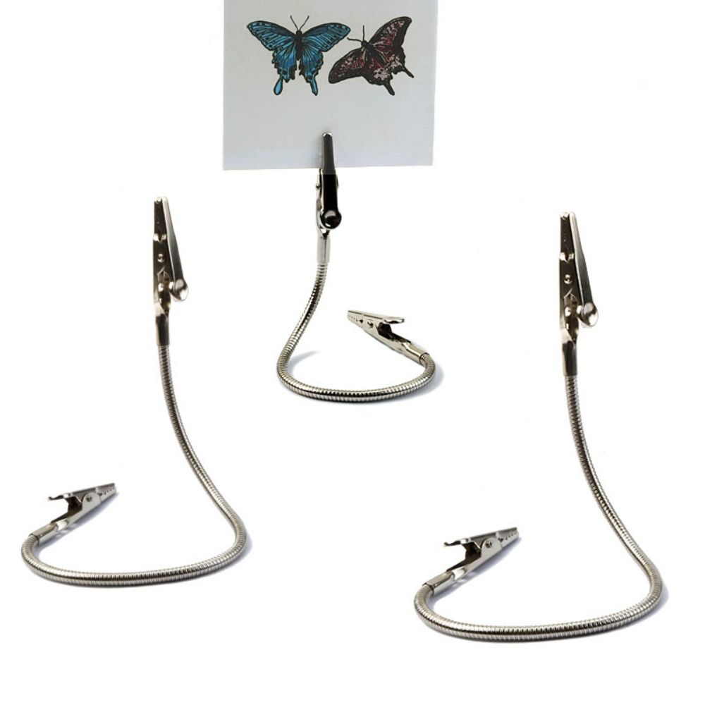 New Flexible Hose Alligator Clip Double Head Multifunction Desktop Notes Clamp Memo Clip Holder Office