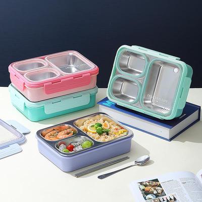 304 Stainless Steel Insulated Divided Bento Lunch Box - Microwaveable, Ideal for Office Workers and Students