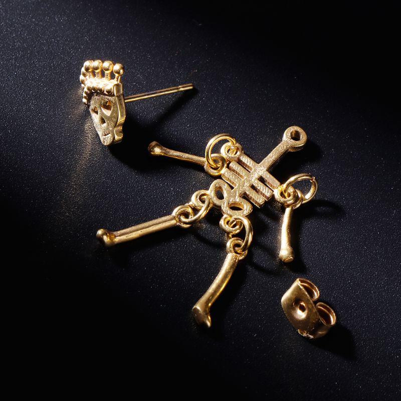 Skull Skeleton Drop Pendant Earrings Hip Hop Ear Stud Jewelry for Male & Female