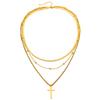 Stainless Steel Necklaces Fashions Temperament Crucifixion Pendant Multilayer Chain Necklace For Women Zircon Birthday Gift New