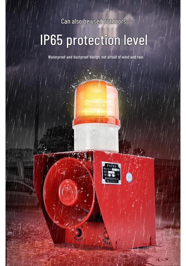 TGSG-07 Waterproof Industrial Alarm 220V for Cranes, Ports, Docks & Steel Mills - Sound & Light, Bottom Mount.