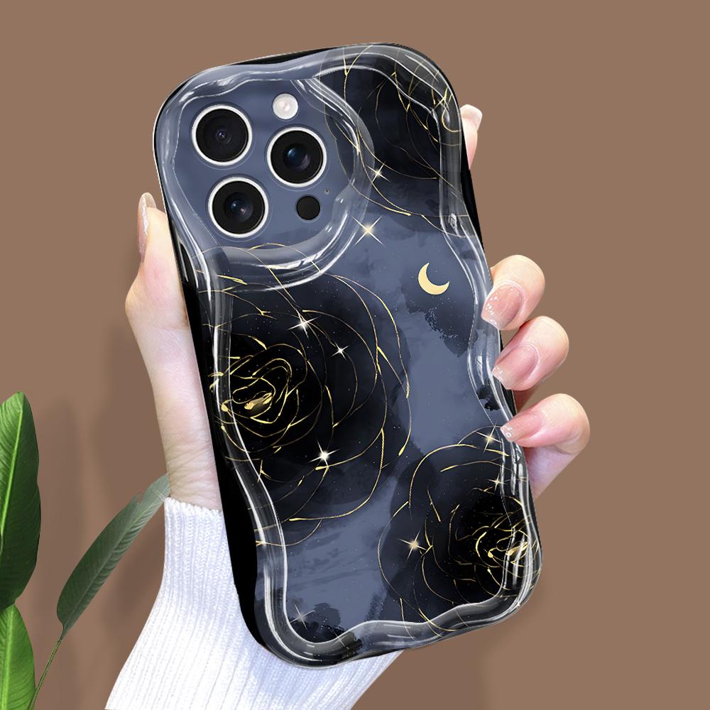 For iPhone 16 15 14 Samsung S25 S24 S23 A06 A13 A14 A15 A16 A55 Redmi 14C 13C Note 14 13 12 Rose Design Soft Wave Ege Silicone Phone Case