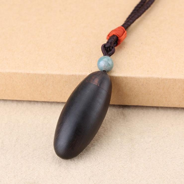 Originales Ebenholz Briefröhrchen Gawu Box Anhänger Halskette Herren und Damen lang retro schlichte Pulloverkette Accessoires