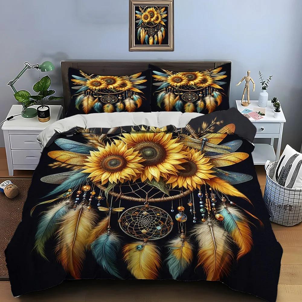 Fantasy Dream Catcher Print Bedding Set Duvet Cover 1 Duvet Cover 1/2 Pillowcases Adult and Kids Bedding Set Luxury