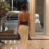 Autumn New Deep V Sexy Long Dress European and American Temperament Neck High Waist Halter Dress