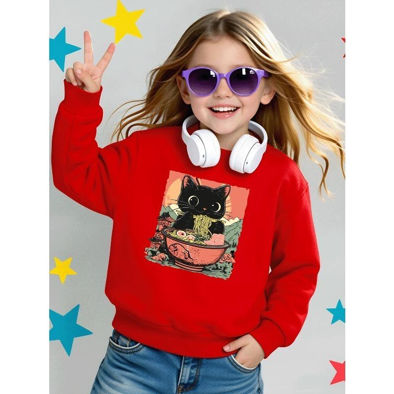European sizes Kids' Casual Printed Round Neck Pullover, Kids' Fashion Round Neck Sweatshirt with Adorable Animal Prints, Casual Comfortable