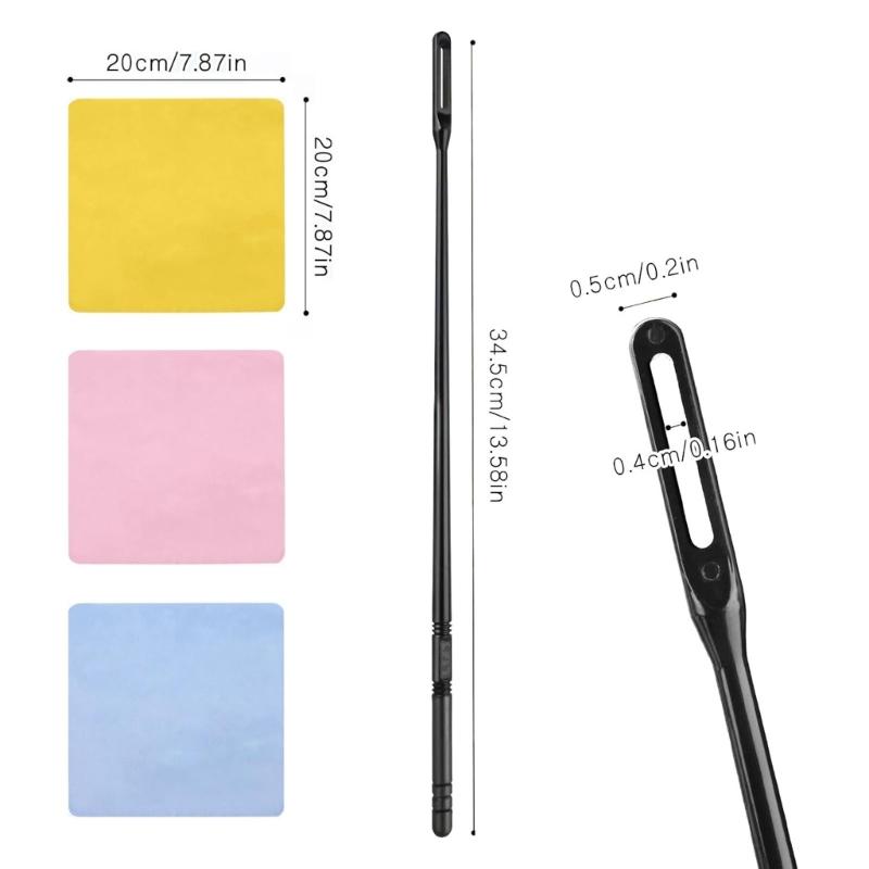 Instrument Hygiene Set Double ABS Cleaning Rods with High Absorbency Polishing Cloths Polishing Accessories for Flutes