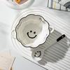 Smiling Face Cartoon Ceramic Bowl with Spoon Set