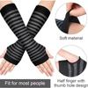 Winter Warm Long Sleeves Gloves for Man Women Fingerless Stripe Hip-Hop Knitted Elbow Mittens Elastic Outdoor Warmer Arm