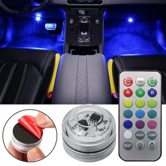 Wireless LED Car Interior Ambient Light Remote Control Atmosphere Decor Lamp Set