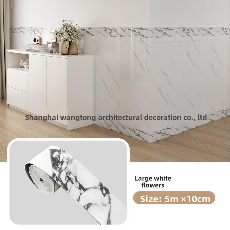 Silná role, Tapeta s panelem z mramorových dlaždic v evropském stylu, Samolepicí PVC imitace cihly, DIY odnímatelná, Podlahová a nástěnná ochranná lišta