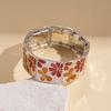 Silver Drip Oil Flower Bracelet Gold Elastic Bangles Geometric Square Bangle  Girls Gift