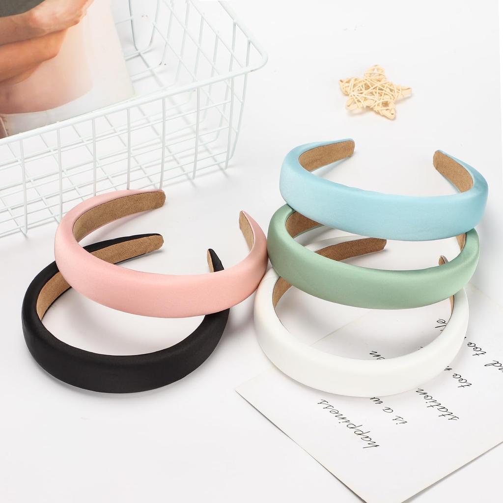 WantGor Padded Headband for Women, Wide Sponge HeadBands Plain Solid Hair Band Hoops Vintage Yoga Head Bands Fashion Elastic Hairband Accessories