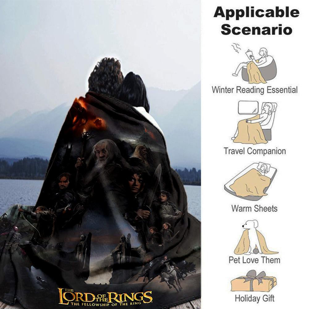 1pc Lord of the Rings Fellowship of the Ring Blanket Lightweight Flannel Throw for Sofa Bed Travel Camping Livingroom Office Couch Chair 1151KK