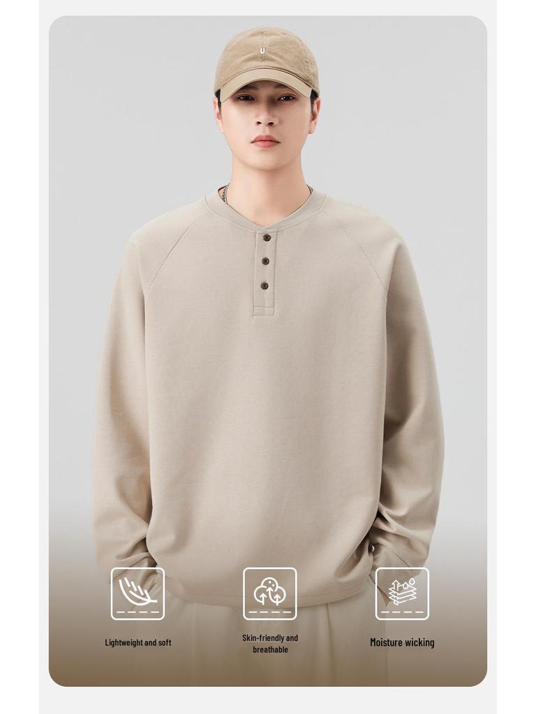 2025 Men's Trendy Casual Long Sleeve T-shirt Sweatshirt: Spring & Autumn Fashion Base Layer
