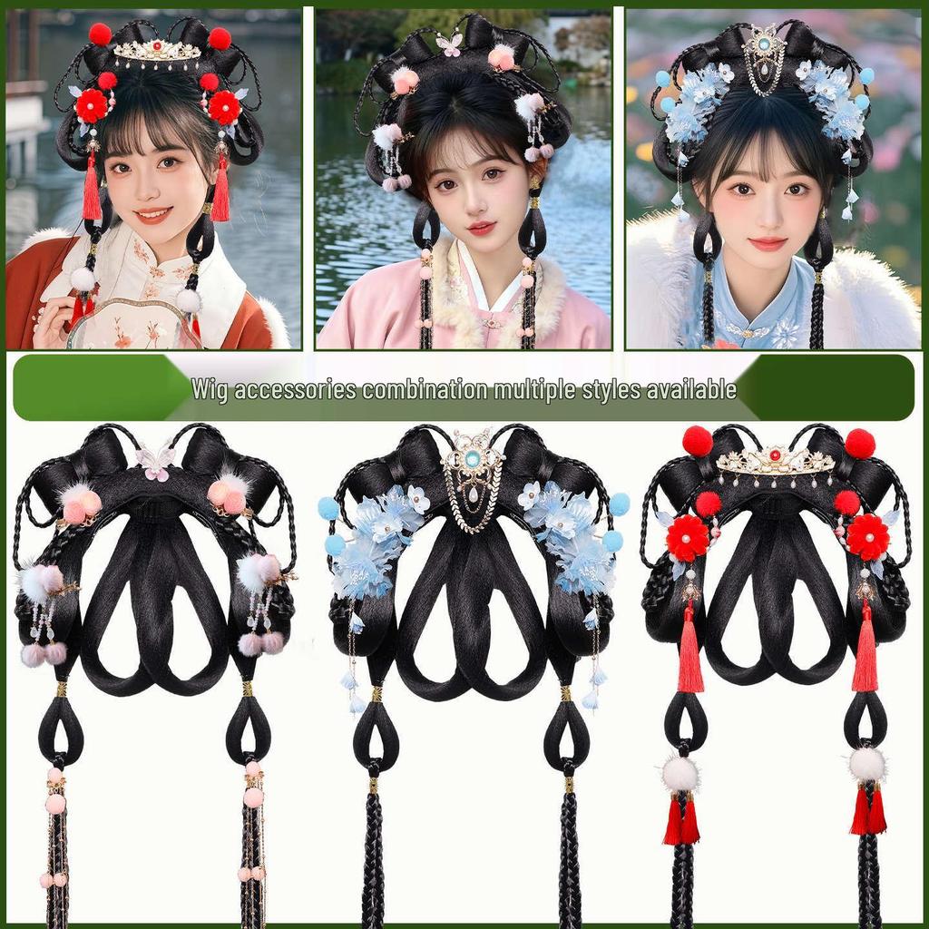 Traje Hanfu de Estilo Antiguo con Maquillaje Elegante y Frescos Accesorios Florales para el Cabello