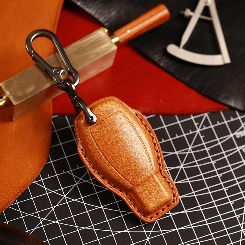 GUSHIBEI Genuine Leather Car Key Case Cover For Benz