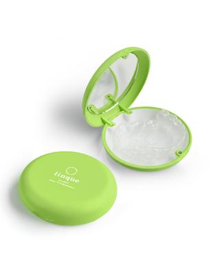 Linqüe Mouthpiece Case for Retainers and Aligners, Slim, Cute, and Stylish, ICONIC (with Mirror, Green)