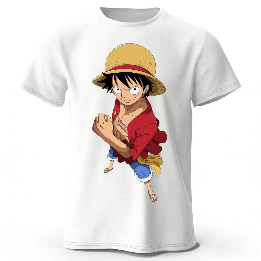 2026 One Piece Luffy New Pure Cotton Short Sleeved Mens and Womens Fashionable Street Wear Plus Size Loose Sports Tshirt Top