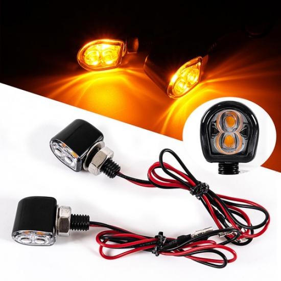 LED Mini Motorcycle Turn Signal Light Blinker Smoke Fit For Cafe Racer Bobber 1x