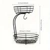 2-Tier Octagonal Stainless Steel Fruit Basket with Detachable Banana Hangers - Space-Saving Kitchen Counter Organizer