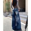 Retro Blue High-Waisted Wide-Leg Jeans for Women – Autumn/Winter 2025 Collection, Floor-Length and Slimming Design