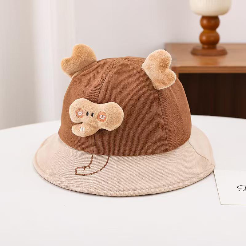 Autumn Embroidered Baby Fisherman Hat - Versatile Sun Protection & Warmth