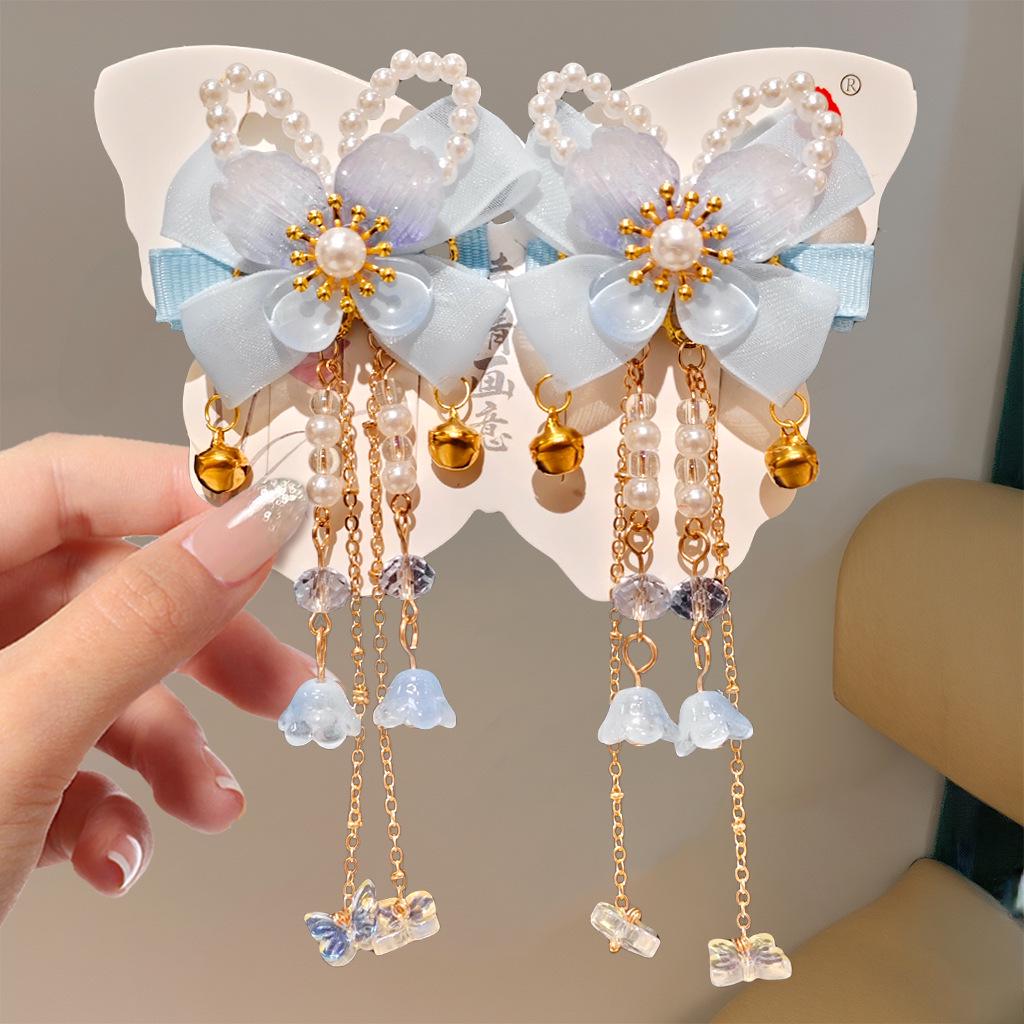 Mid-Autumn Hanfu Fairy Hair Clip - Women's & Children's Ancient Style Floral Tassel, Sweet Accessory for Girls