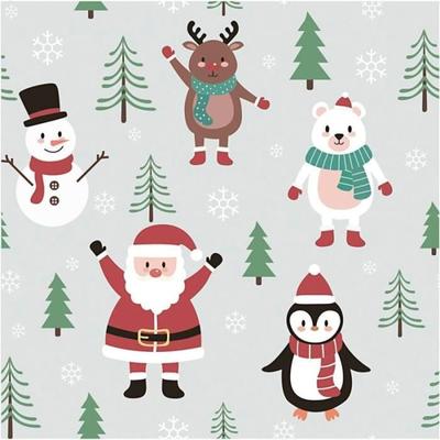 Presentpapper - Jul - Polarblå - 50 cm x 5 m - Blandat - Papper