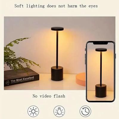 Modern LED Touch Control Metal Table Lamp USB Rechargeable 3-Color Dimmable Desk Light for Bedroom Living Room Office Home Decor