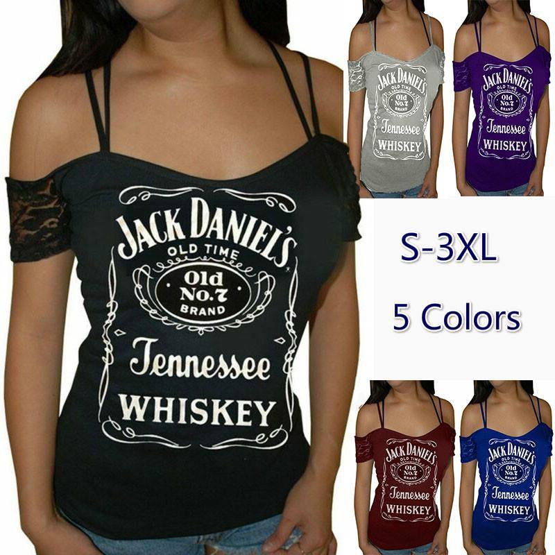 Sexy Summer Casual Loose Blouse For Women Off Shoulder Beach Tops With Letter Print And Lace Sleeves