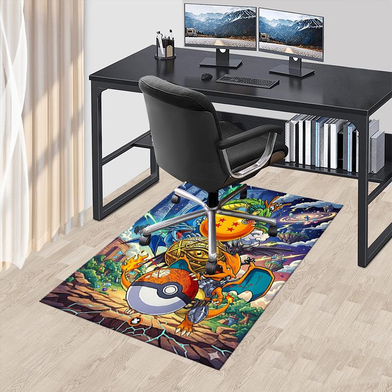

1pc Dragon Ball Z & Pokémon Chair Mat: Anime Cartoon Design, Non-Slip Carpet for Office Chairs, Suitable for All Seasons, Home Decor, Living Room, Bed 60cm by 90cm