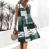 Plus Size V Neck Sleeveless Mountain Woodland Brook Print For Peaceful Nature Retreat