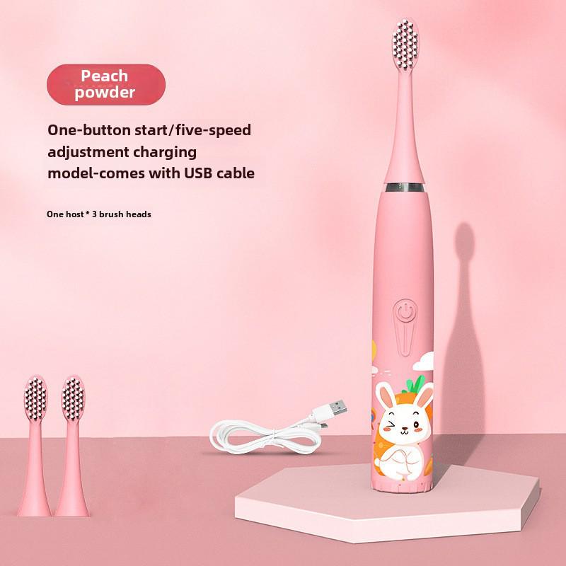 Waterproof Ultrasonic Kids' Electric Toothbrush - Cute Cartoon Design, Soft Bristles, IP7 Rated, Perfect Gift