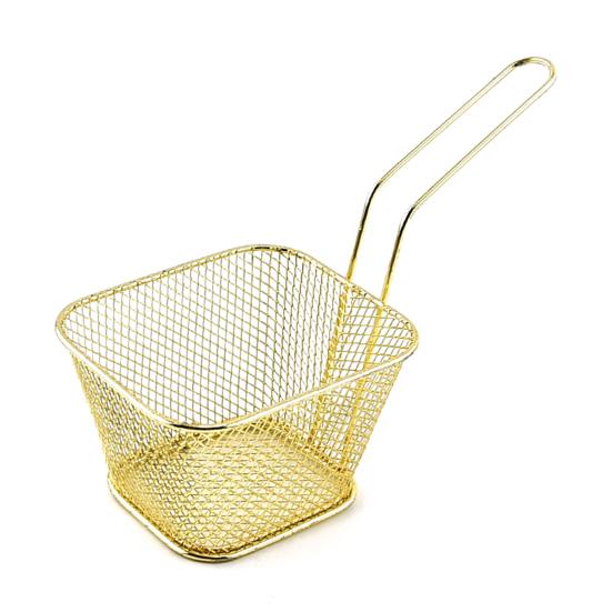 Quadratische Frittierkörbe Edelstahl Frittierkorb mit Griff Stahl Küchen Kochwerkzeug für Knusprige Pommes Frites Chip Korb Pommes Frites Netzkorb Lebensmittel