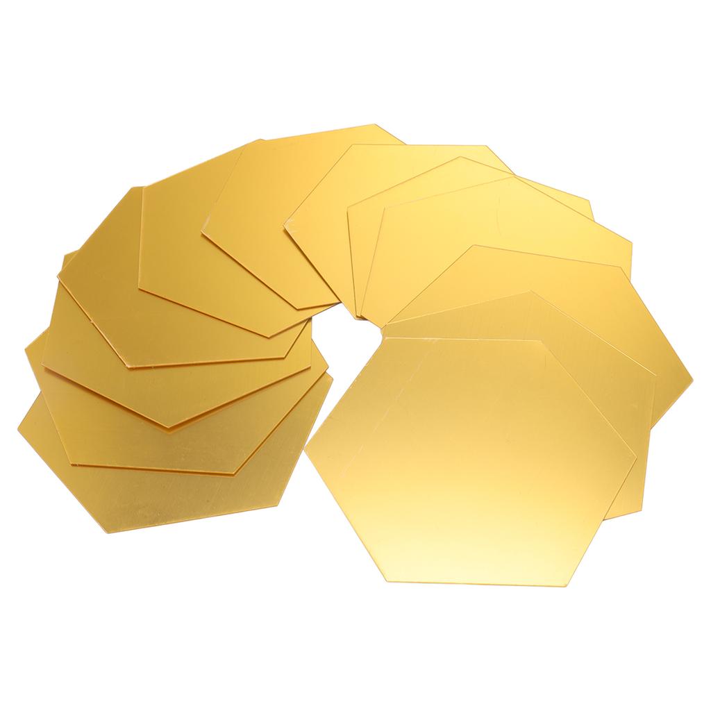 12Pcs Mirror Wall Sticker Gold Hex Shape Large Acrylic Mirror Wall Decal for Kitchen Bathroom Bedroom Living Room