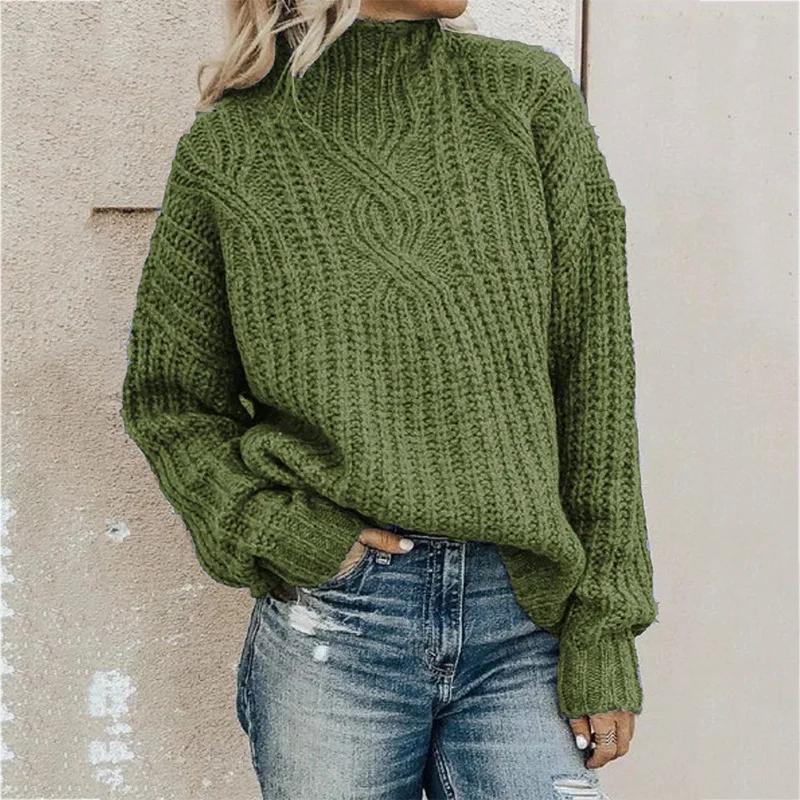 Women's Clothing Knitwear Sweater Turtleneck Twist Knitted Top Pullover Long Sleeve