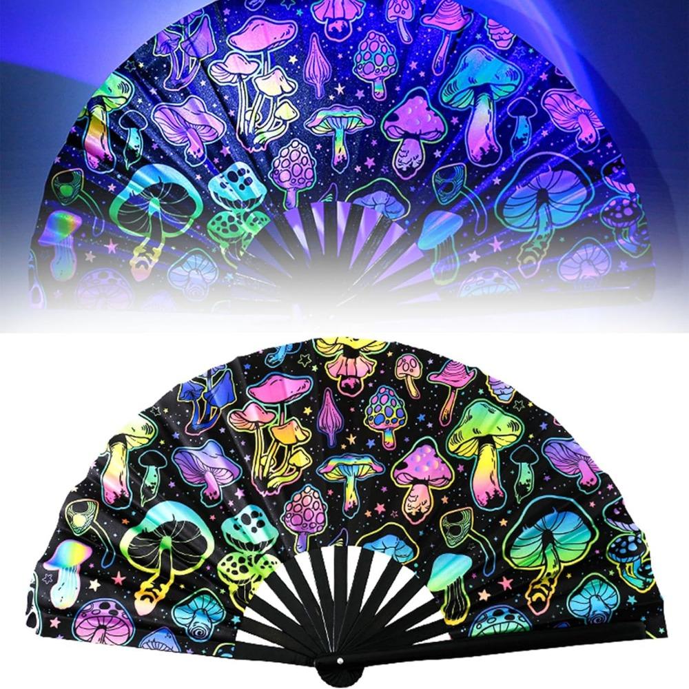 UV Ink Printing Bamboo Fan PVC Foldable Colorful Reflective Fan Lightweight Portable Photography Props Fan