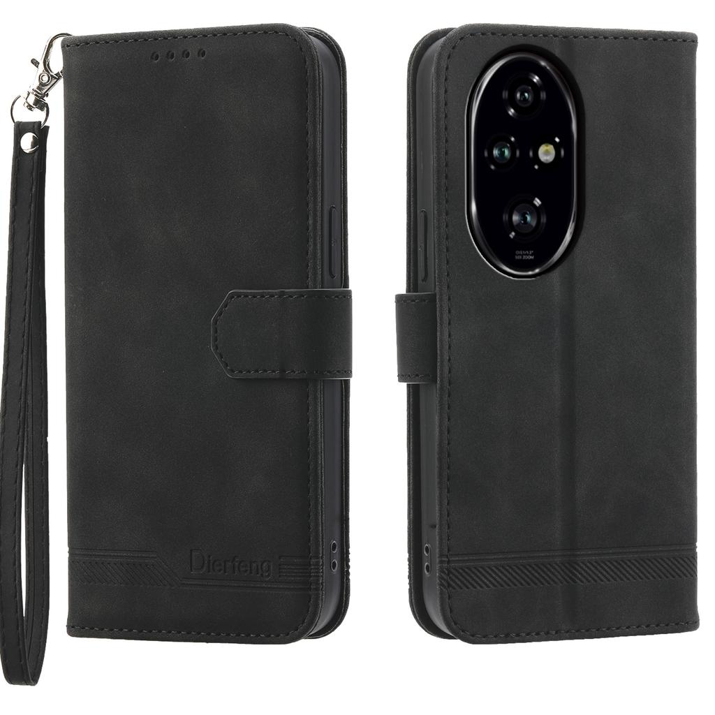 DIERFENG DF-03 For Honor 200 Pro 5G Case Lines Imprinted Leather Wallet Phone Cover