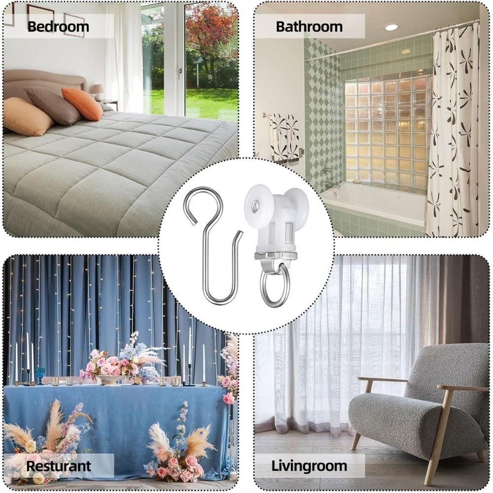 10pcs 15mm Curtain Rail Pulleys Smooth Glide Curtain Runners Curtain Gliders Ceiling Track