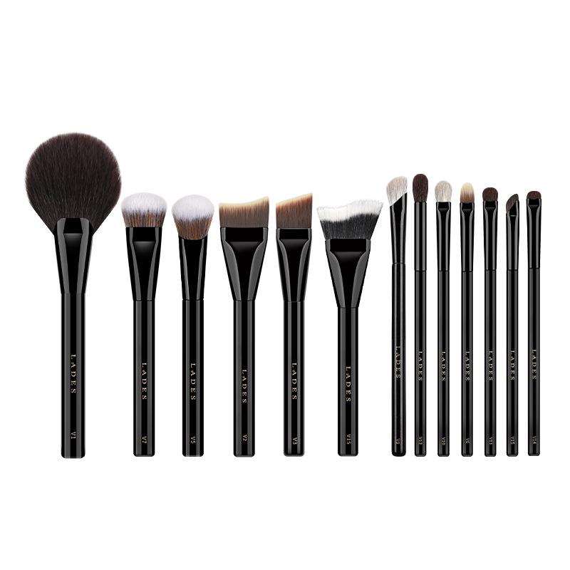 LADES V Series Makeup Brush Set - Contour, Nose Shadow, Laydown, Eyeshadow Blending Brushes (Animal Hair)