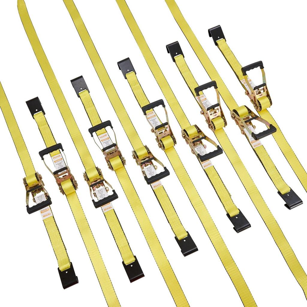 Ratchet Tie Down Straps (10PK), 10000 lb Break Strength, Endless Ratchet with 10 Premium 2" x 30' Tie Downs Heavy Duty, Track Spring Fittings for